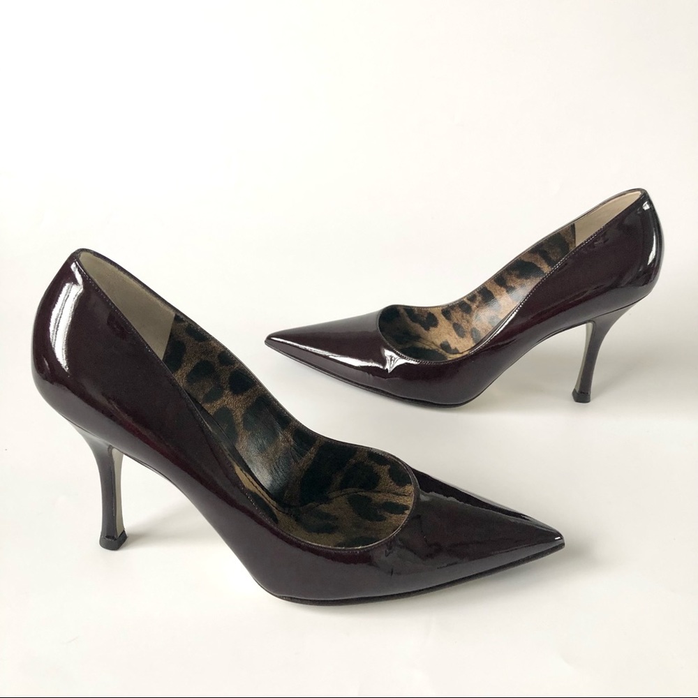 Dolce & Gabbana Burgundy Patent Pointed Toe Stiletto Heel Pumps Size 39/9 - Picture 4 of 11